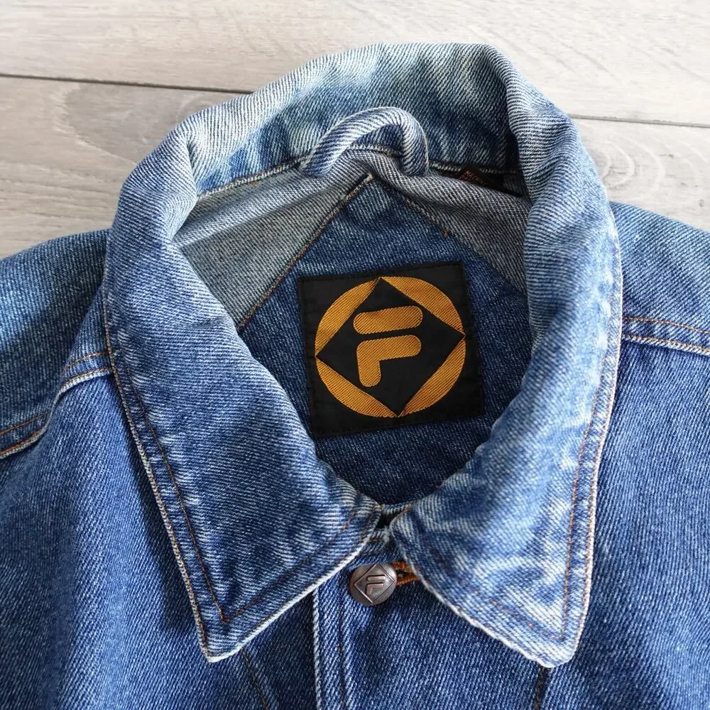Vintage Fila Denim Vest 90s Y2K Men XXL jean jacket biker cowboy spring summer